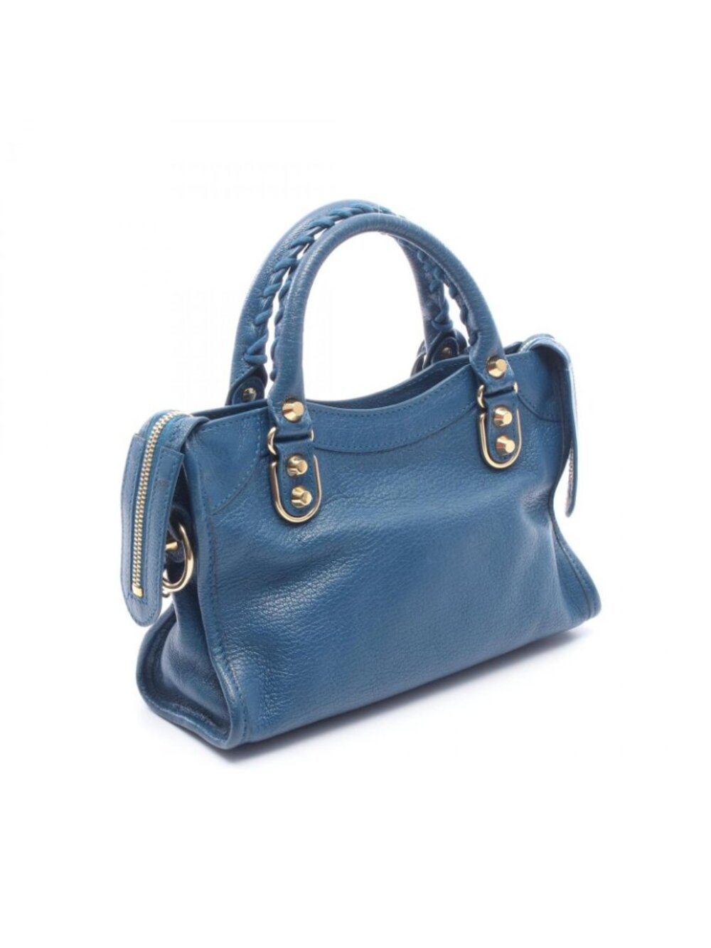 Balenciaga Handbag Classic Metallic Edge Mini City 2-Way Blue Leather - Picture 2 of 5